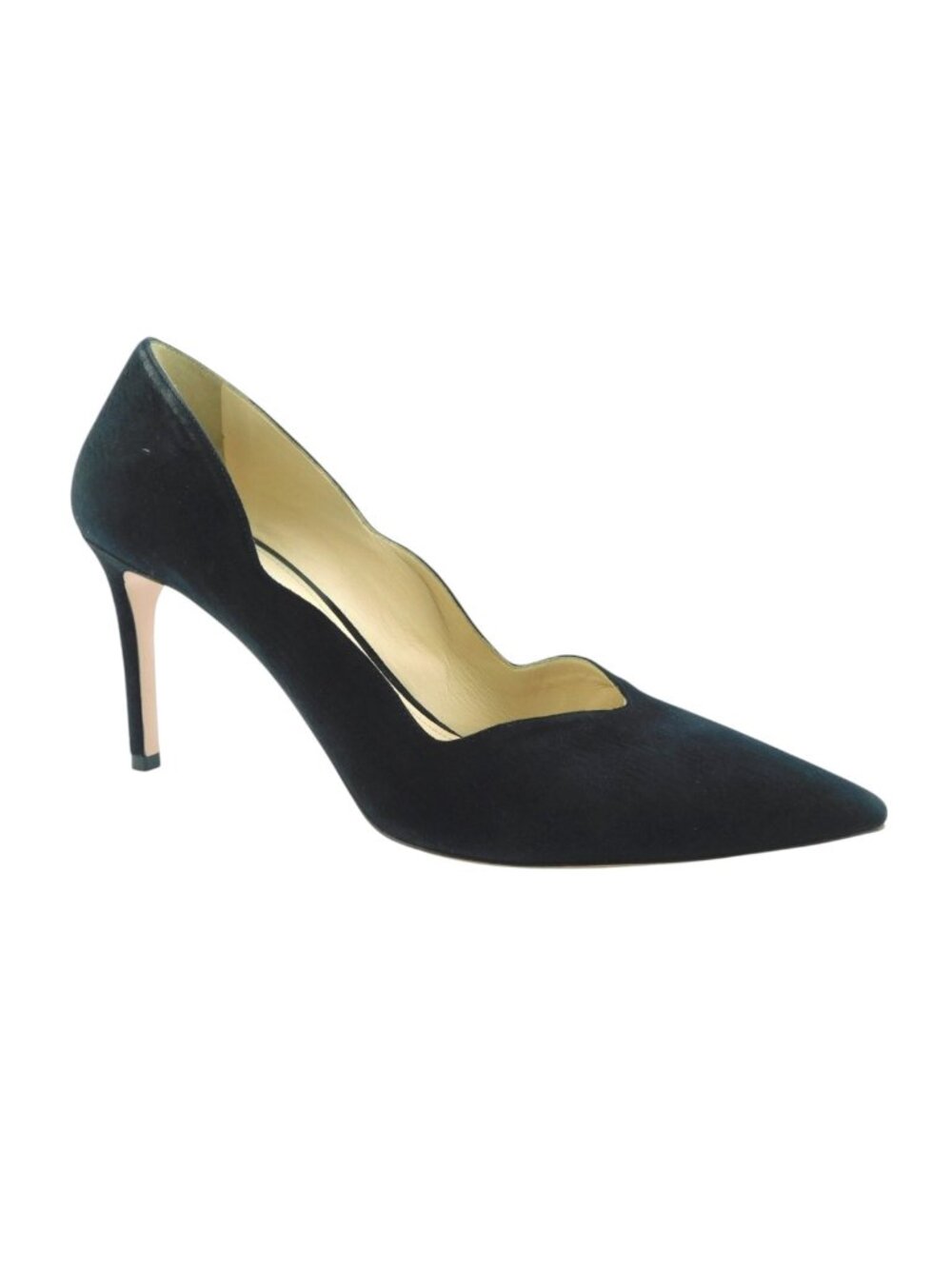 PRADA Black Scalloped Suede Leather Heel Pumps 38.5